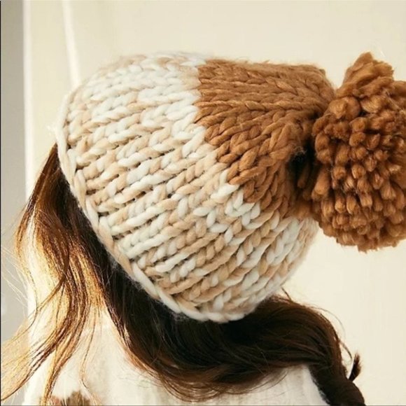 Free People Cozy Up Color Block Beanie with Pom Pom - Picture 4 of 6